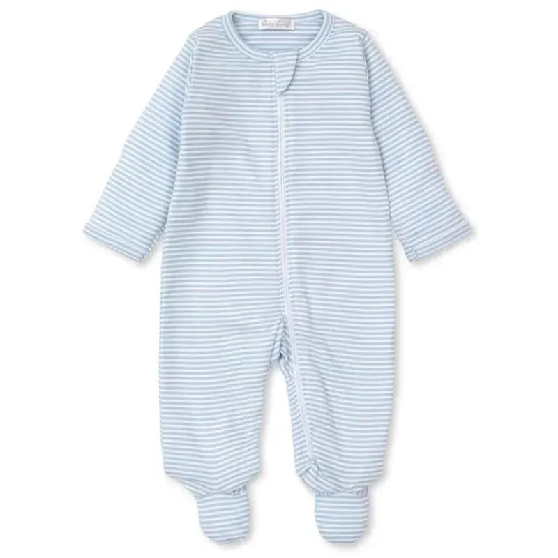 Kissy Kissy - Baby Blue Stripe Footie With Zip, Light Blue