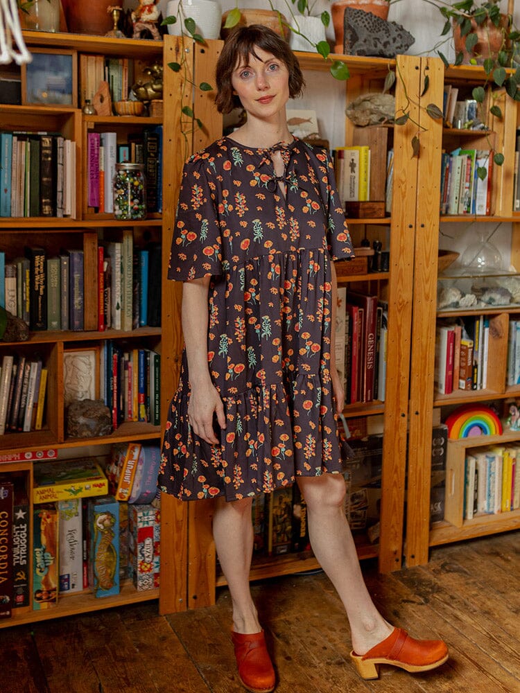 Mata Traders Adelaide Tiered Mini Dress Botanical Dusk Dresses Mata Traders
