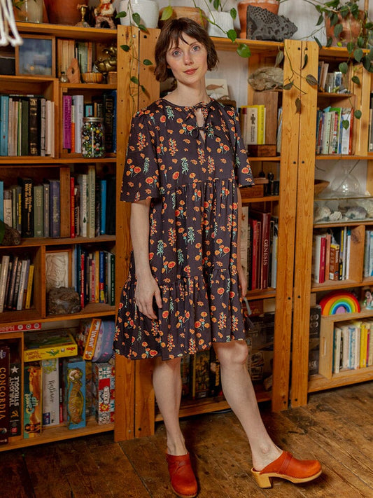 Mata Traders Adelaide Tiered Mini Dress Botanical Dusk Dresses Mata Traders