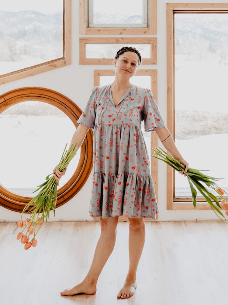 Adelaide Tencel Botanical Tiered Mini Dress