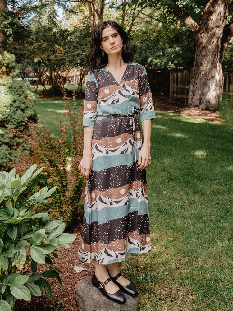 Mata Traders Aditi Wrap Dress Mountain Stripe Dresses Mata Traders