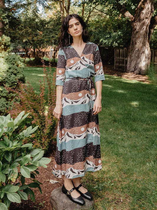 Mata Traders Aditi Wrap Dress Mountain Stripe Dresses Mata Traders