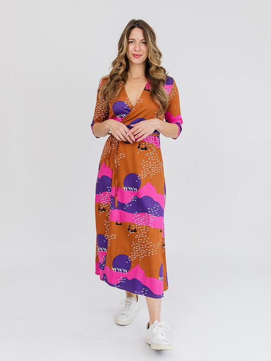 Mata Traders Aditi Wrap Dress Sunset Spice Plum Dresses Mata Traders