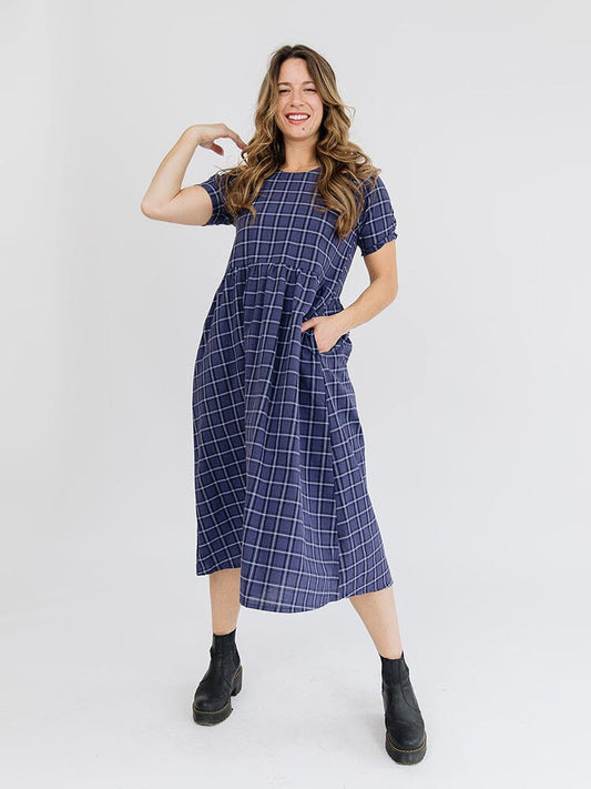 Kavita Dress - Indigo Plaid