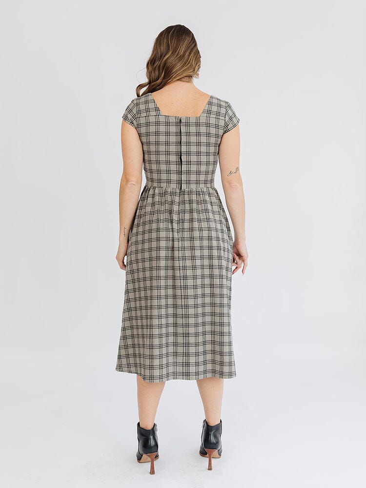 Rupi Midi Dress - Cement Plaid