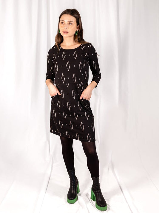 Mata Traders Sweet Seams Dress Diamond Vine Black Dresses Mata Traders