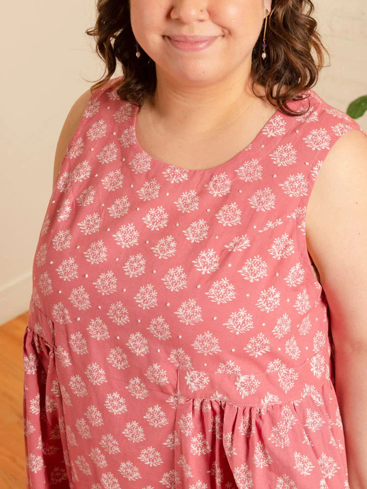 Melody Floral Stamp Midi Dress