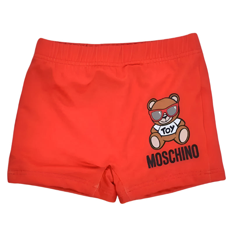 Moschino - Baby Boy Swimshorts With Bear In Sunglasses, Red
