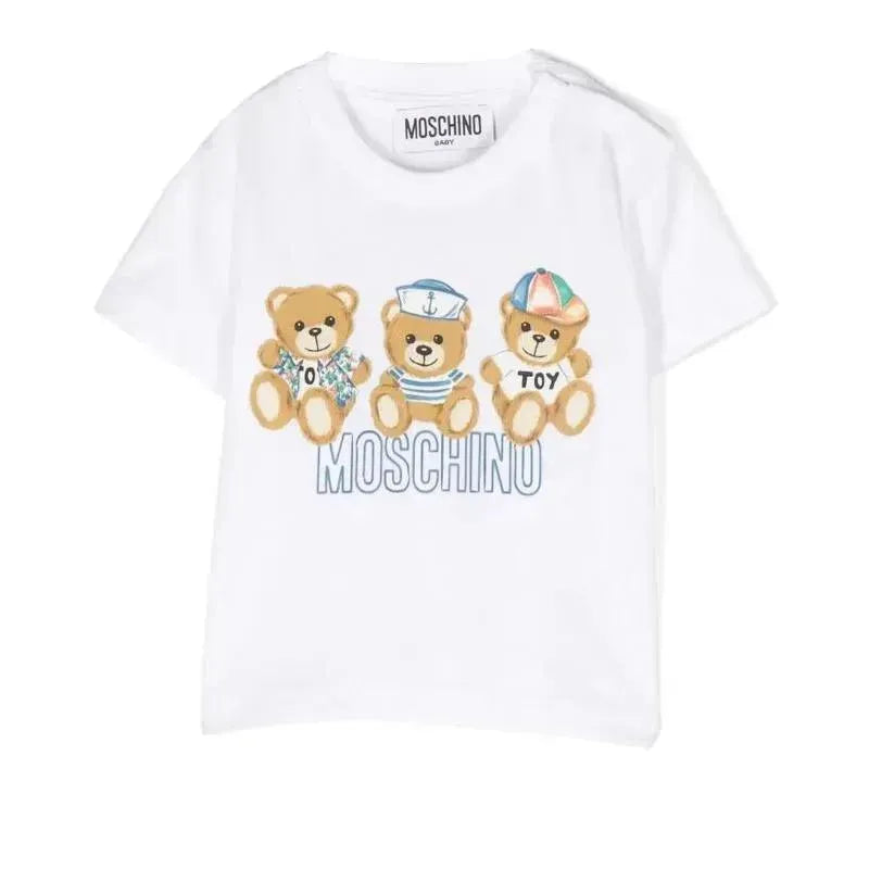 Moschino Baby - Boys T-Shirt With Toy Bears Logo Graphic Print, Optic White