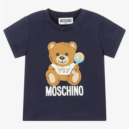 Moschino Baby - Short-Sleeved T-Shirt With Front Graphic Print, Blue Navy