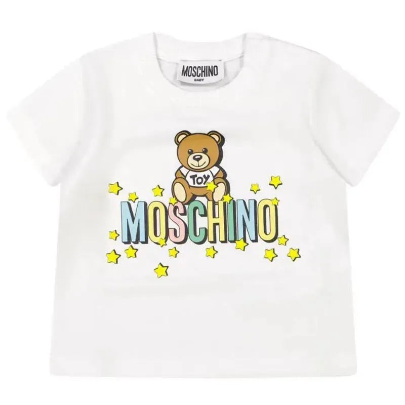 Moschino Baby - T-Shirt With Bear On Stars Graphic Print, Optic Whte