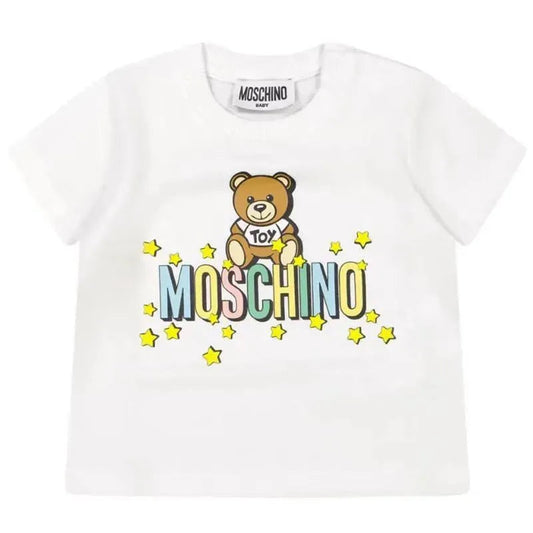 Moschino Baby - T-Shirt With Bear On Stars Graphic Print, Optic Whte