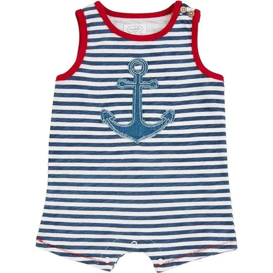 Mud Pie - Anchor Stripe Baby Romper