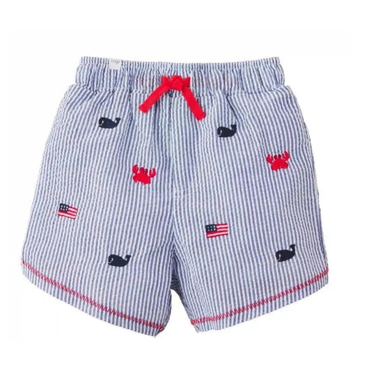 Mud Pie - Baby Boy Sail Seersucker Swim Trunks