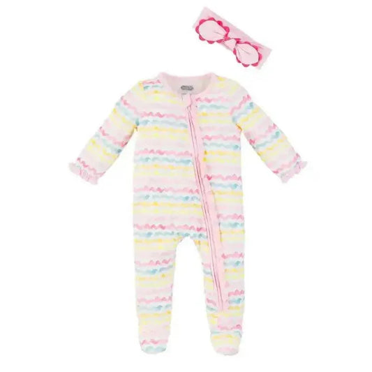 Mud Pie - Baby Girl Rainbow Stripe Sleeper Set