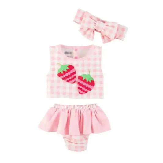 Mud Pie - Baby Girl Strawberry Swimsuit & Headband Set