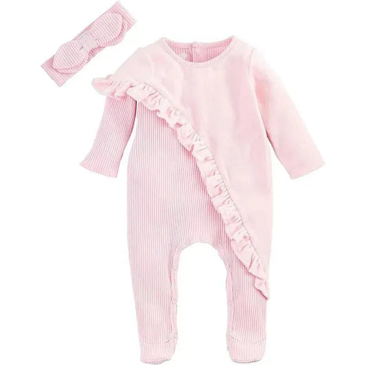 Mud Pie - Pink Velour Sleeper & Headband Set