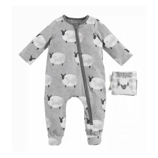 Mud Pie - Sheep Baby Sleeper & Book Set, 3/6M