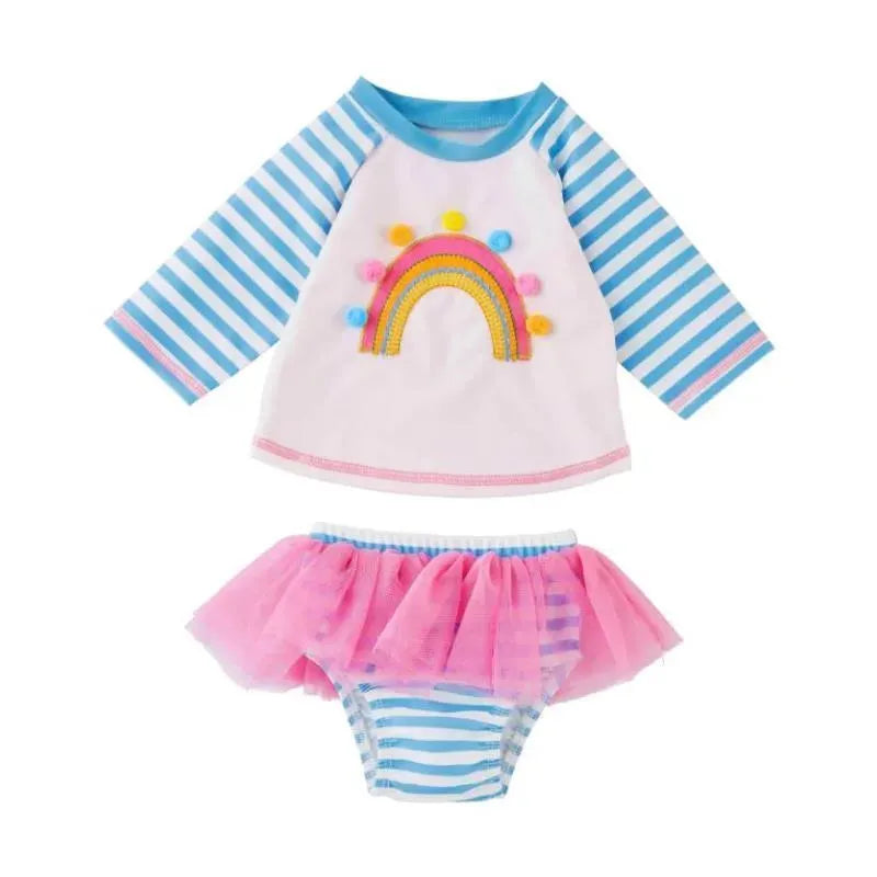 Mud Pie - Toddler Girl Rainbow Rash Guard Set