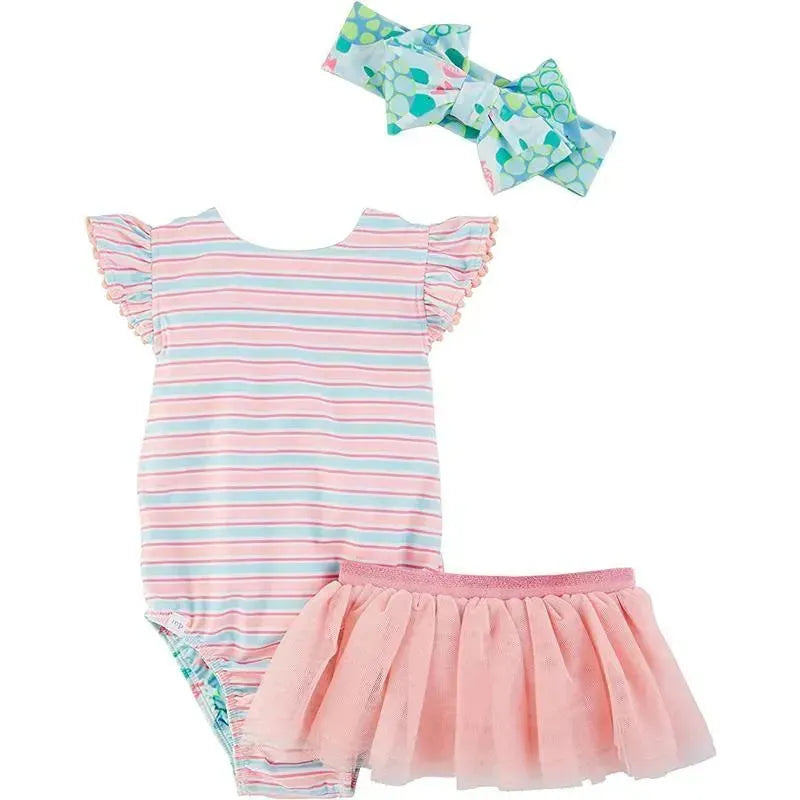 Mud Pie - Turtle/Stripe Reversible Swimsuit & Tutu Set