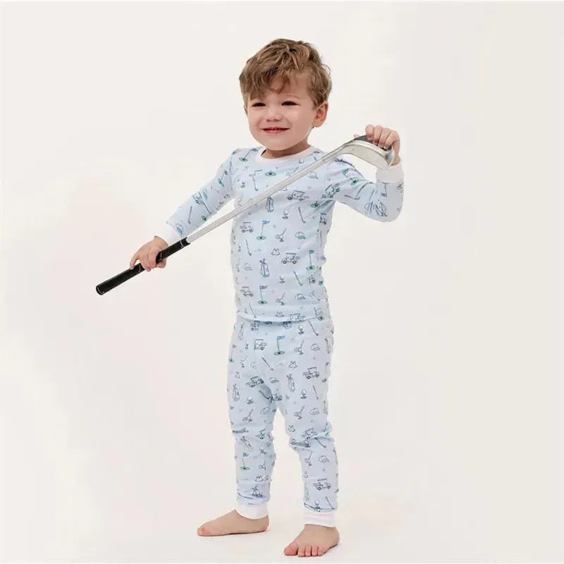 Noomie - Baby Boy Let's Golf Long Sleeve Pajama Set, Blue