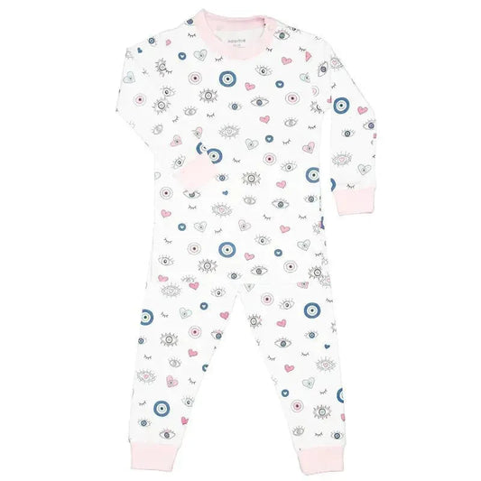 Noomie - Baby Girl Evil Eye Long Sleeve Pajama Set, Pink