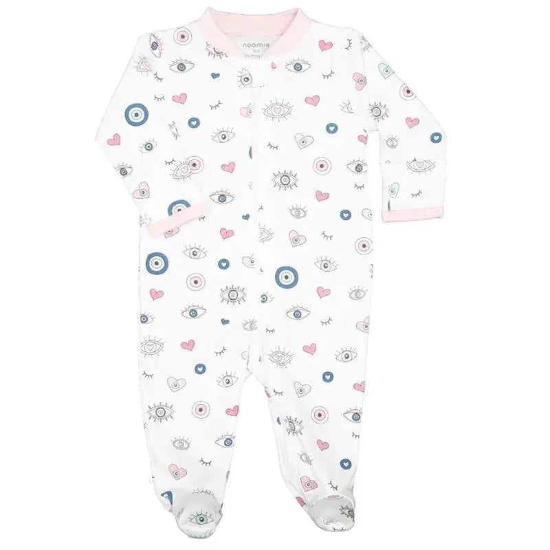 Noomie - Baby Girl Zipper Footie Evil Eye Pink