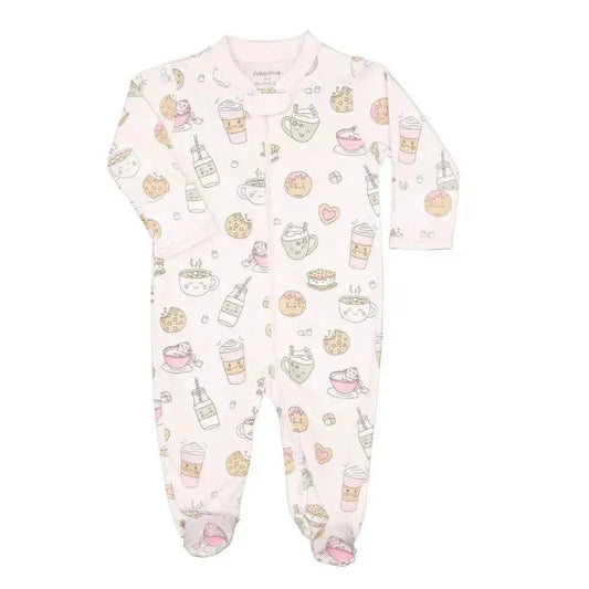 Noomie - Baby Girl Zipper Footie, Milk& Cookies