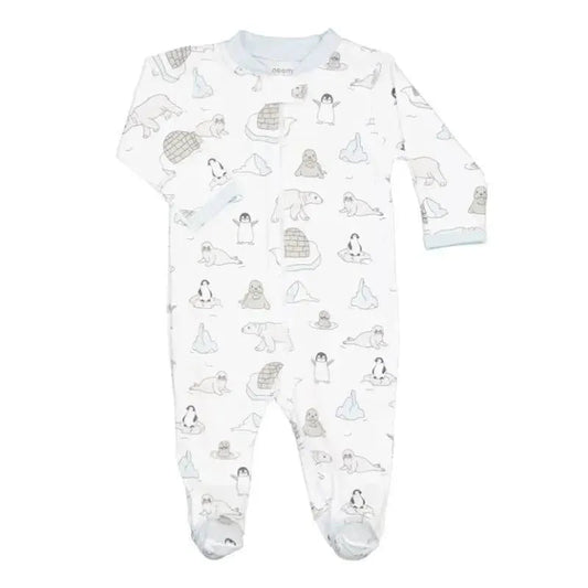 Noomie - Baby Unisex Zipper Footie Arctic