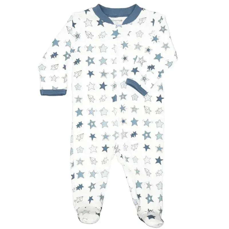 Noomie - Baby Zipper Footie Denim Stars