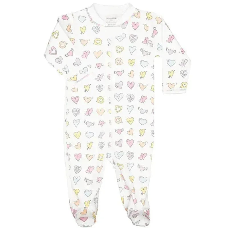 Noomie - Baby Zipper Footie Rainbow Hearts
