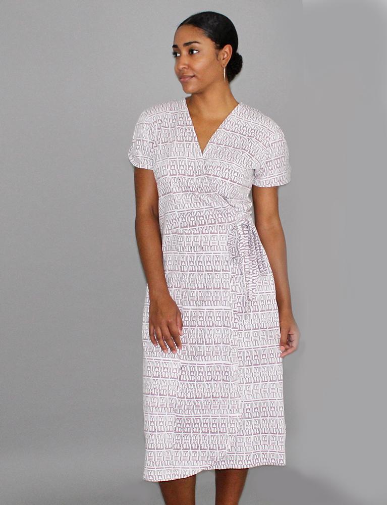 Geo Mauve Jersey Wrap Dress