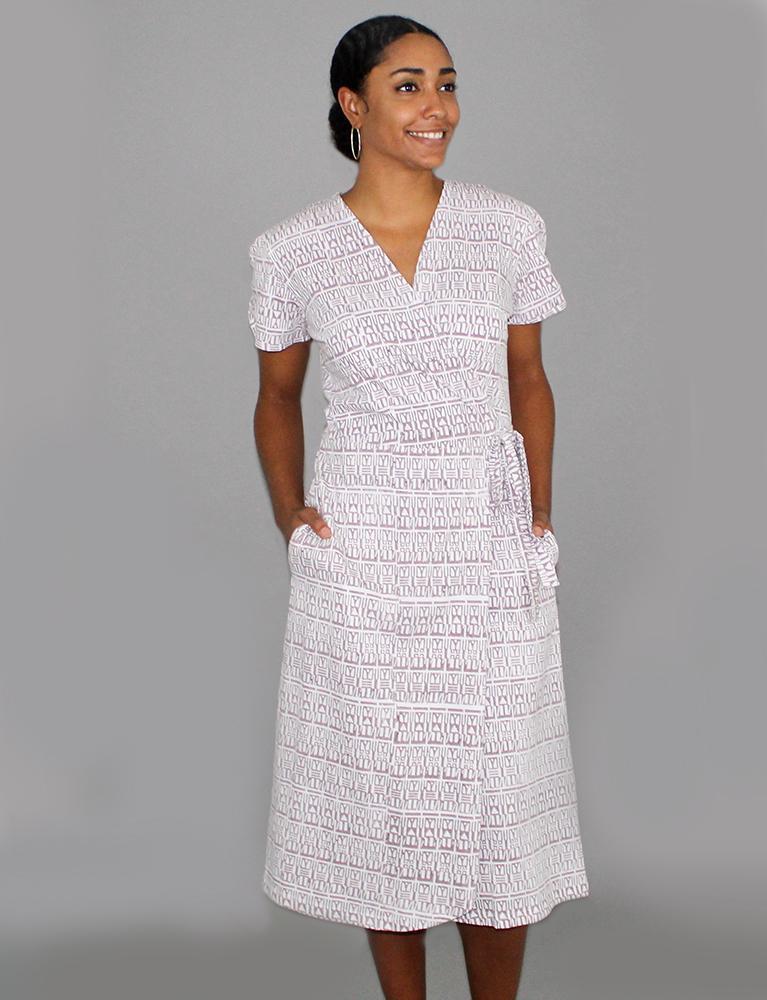 Geo Mauve Jersey Wrap Dress