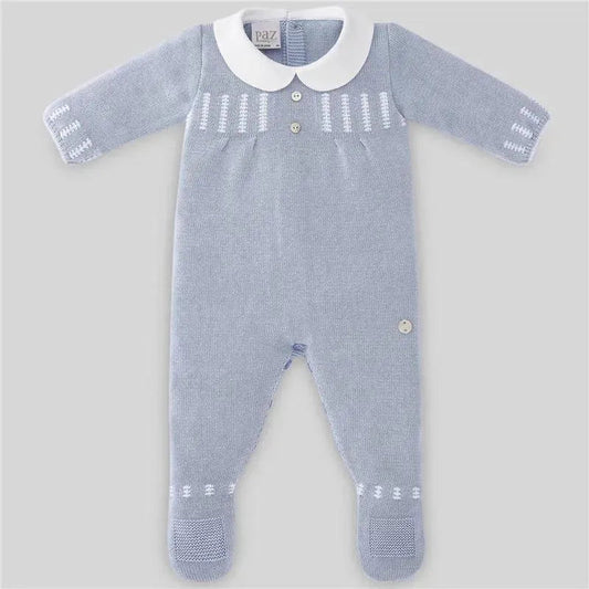 Paz Rodriguez - Baby Boy Knit Romper Neboa, Blue Cloud/Cream