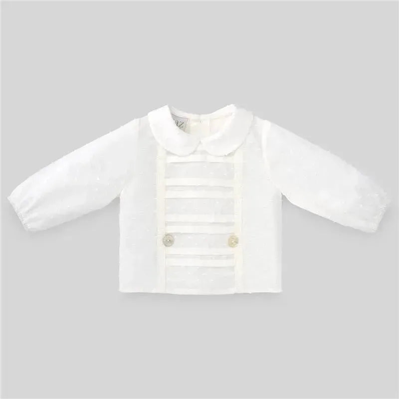 Paz Rodriguez - Baby Boy Woven Newborn Blouse Dulzura, Cream