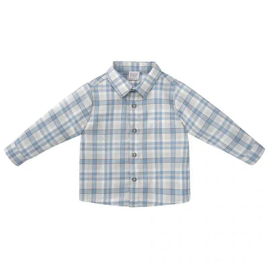 Paz Rodriguez - Baby Boy Woven Newborn Shirt Espacio, Dutch Blue