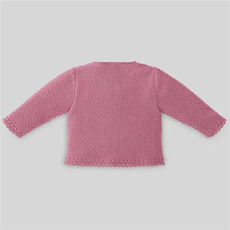 Paz Rodriguez - Baby Girl Knit Cardigan Bicos, Nostalgia Rose
