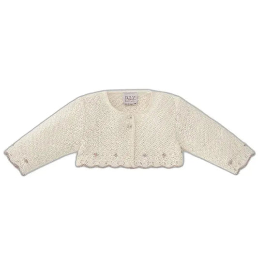 Paz Rodriguez - Baby Girl Knit Newborn Cardigan Pio Pio, Mist Pink/Cream