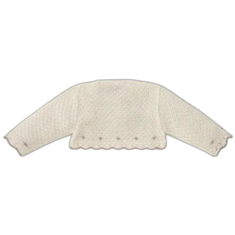 Paz Rodriguez - Baby Girl Knit Newborn Cardigan Pio Pio, Mist Pink/Cream