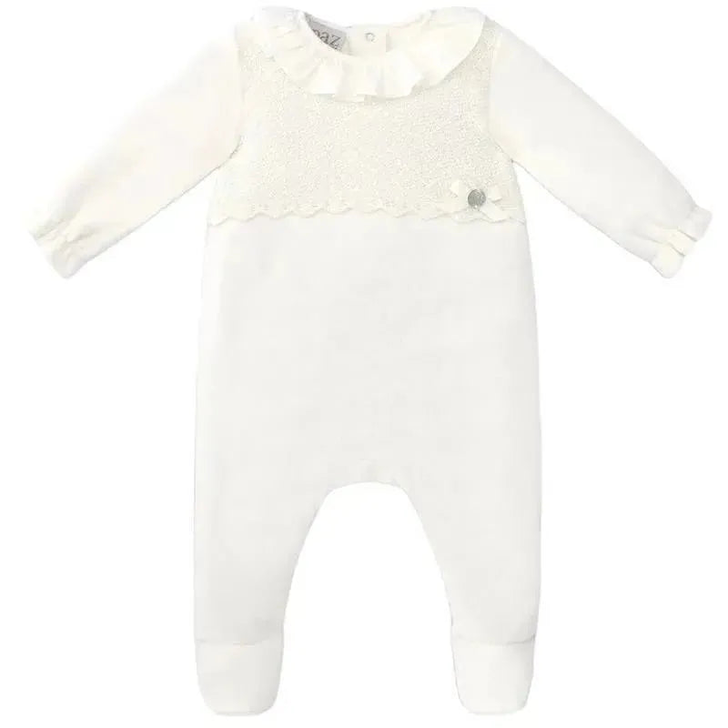 Paz Rodriguez - Baby Girl Knit Newborn Romper Dulzura, Cream