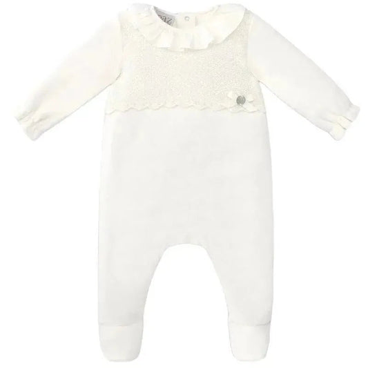 Paz Rodriguez - Baby Girl Knit Newborn Romper Dulzura, Cream