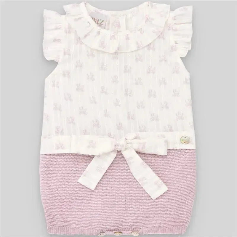 Paz Rodriguez - Baby Girl Knit Newborn Romper, Magnolia