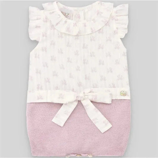 Paz Rodriguez - Baby Girl Knit Newborn Romper, Magnolia