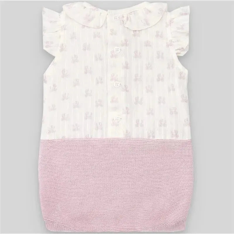 Paz Rodriguez - Baby Girl Knit Newborn Romper, Magnolia