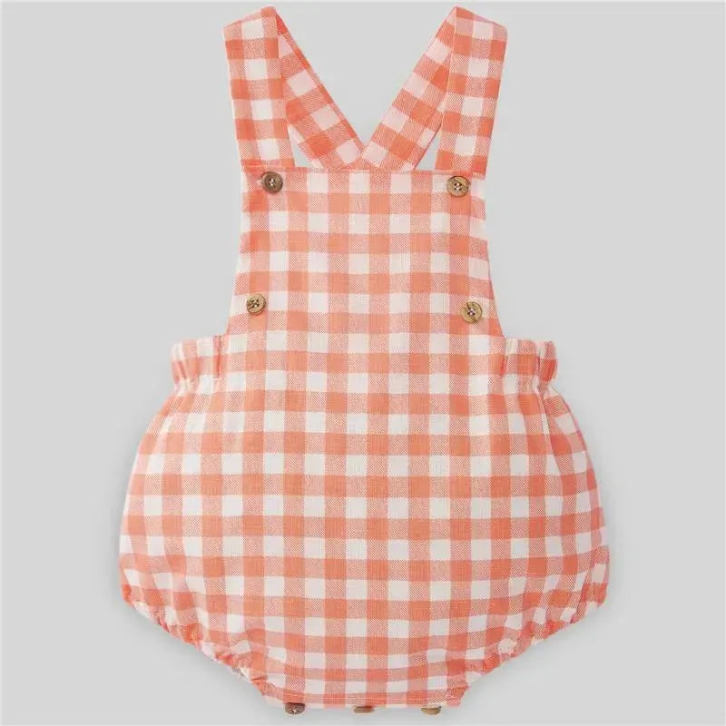 Paz Rodriguez - Baby Girl Woven Romper Milu, Tangerine