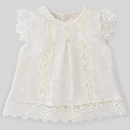 Paz Rodriguez - Baby Girl Woven Short-Dress Luar, Cream