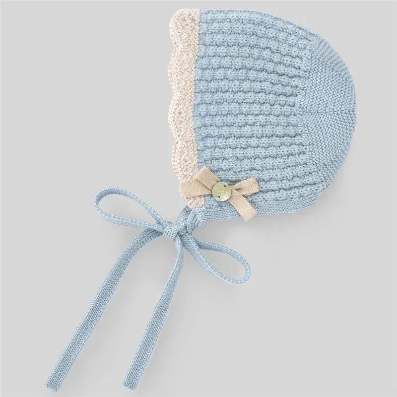 Paz Rodriguez - Baby Knit Newborn Bonnet Soño, Blue Fog/Linen