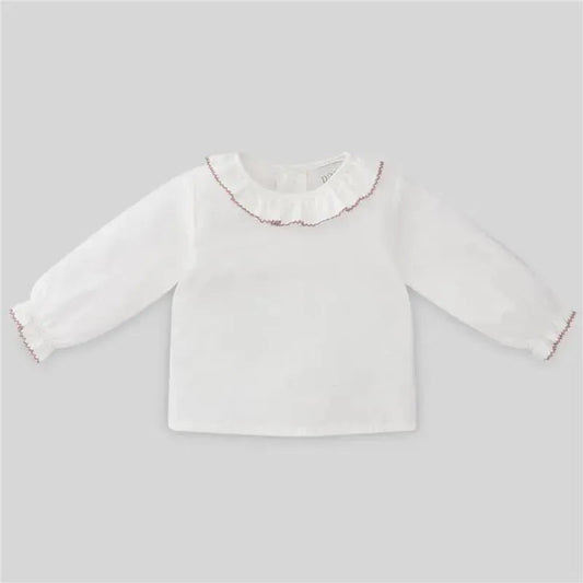 Paz Rodriguez - Baby Unisex Woven Blouse Esencial, White/Chalk Pink