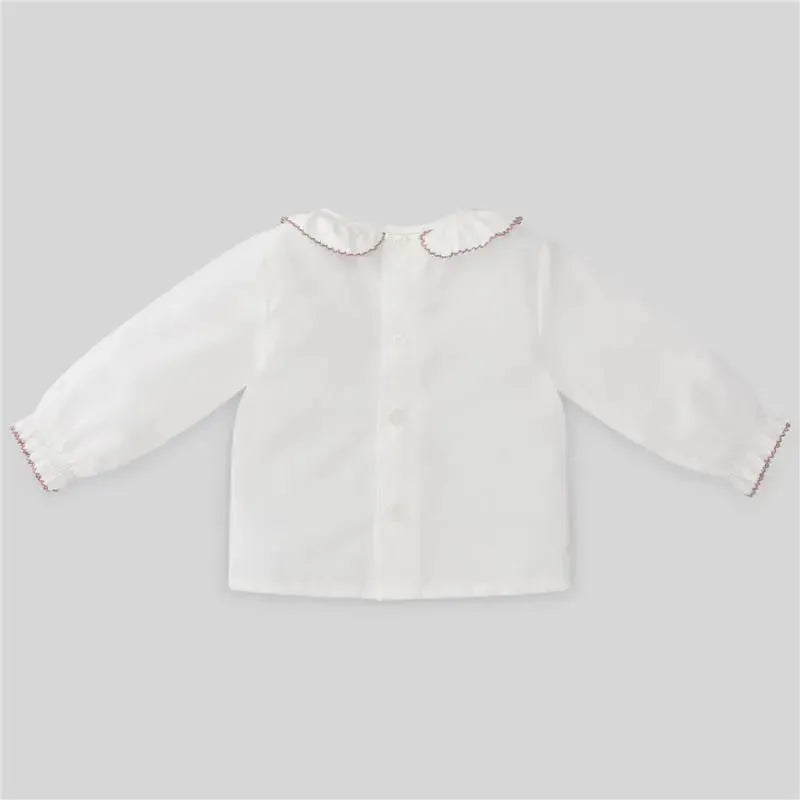 Paz Rodriguez - Baby Unisex Woven Blouse Esencial, White/Chalk Pink