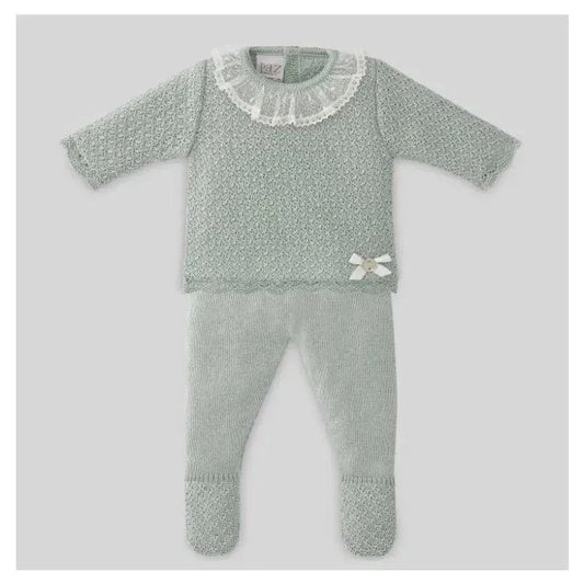 Paz Rodriguez - Baby Take Me Home Set Knit Sweater + Leggings Eira, Mint Green